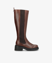 PREORDER - SADDLE LONG - Mørkebrun læder - Lange støvler Dame