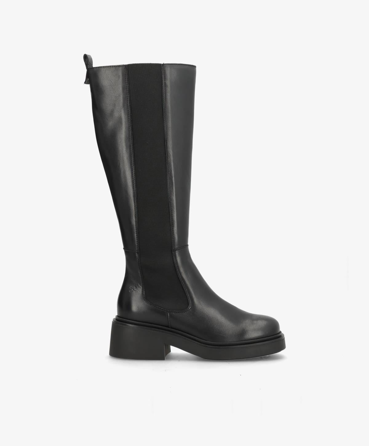 PREORDER - SADDLE LONG - Sort læder - Lange støvler Dame