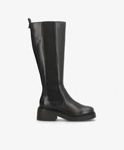 PREORDER - SADDLE LONG - Sort læder - Lange støvler Dame