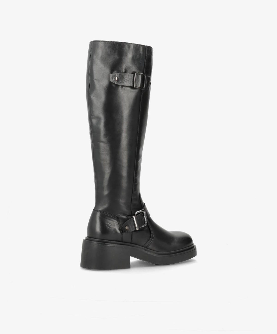 PREORDER - SADDLE LONG Buckle - Sort læder - Lange støvler Dame