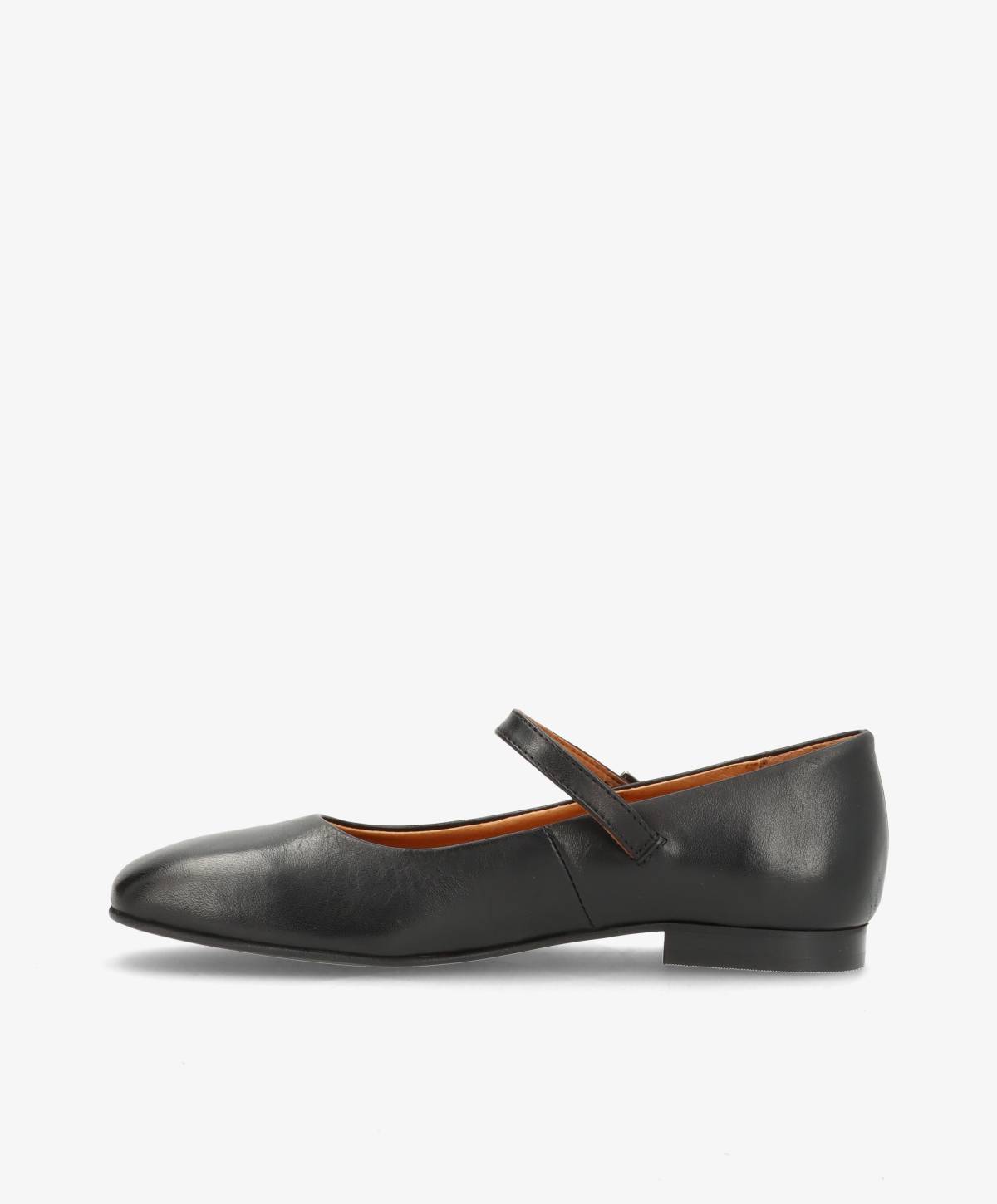 Sort ballerina sko fra Shoedesign Copenhagen med rem over vristen.