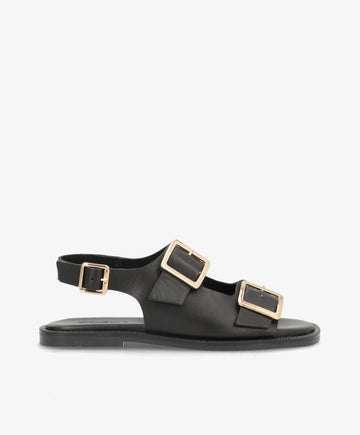 BARDOT - Sort læder - Flad sandal Dame