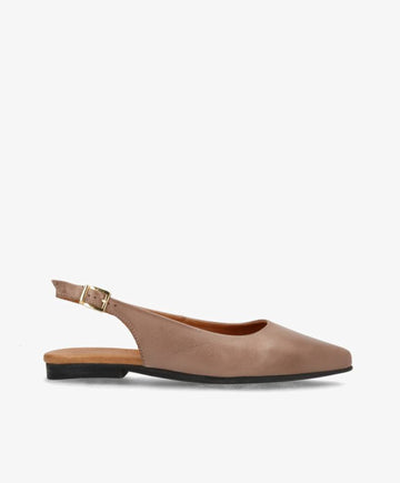 ESTELLE - Beige læder - Slingback sko Dame