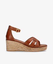 MARISA - Mellembrun læder - Kilehælssandaler Dame