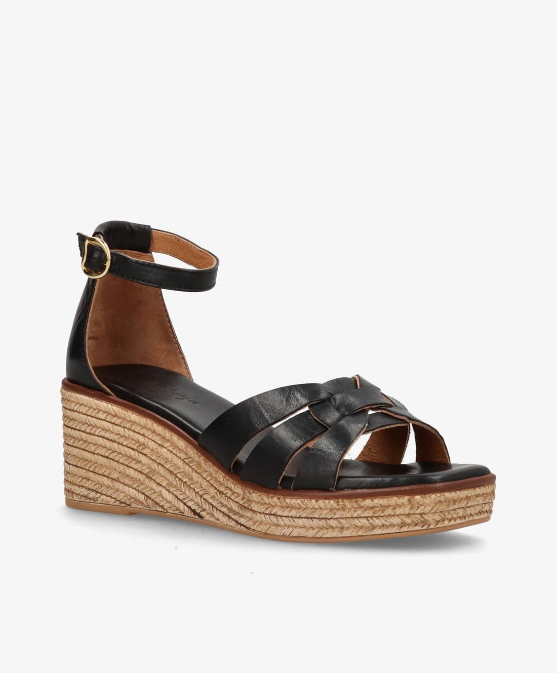 MARISA - Sort læder - Wedge sandal Dame