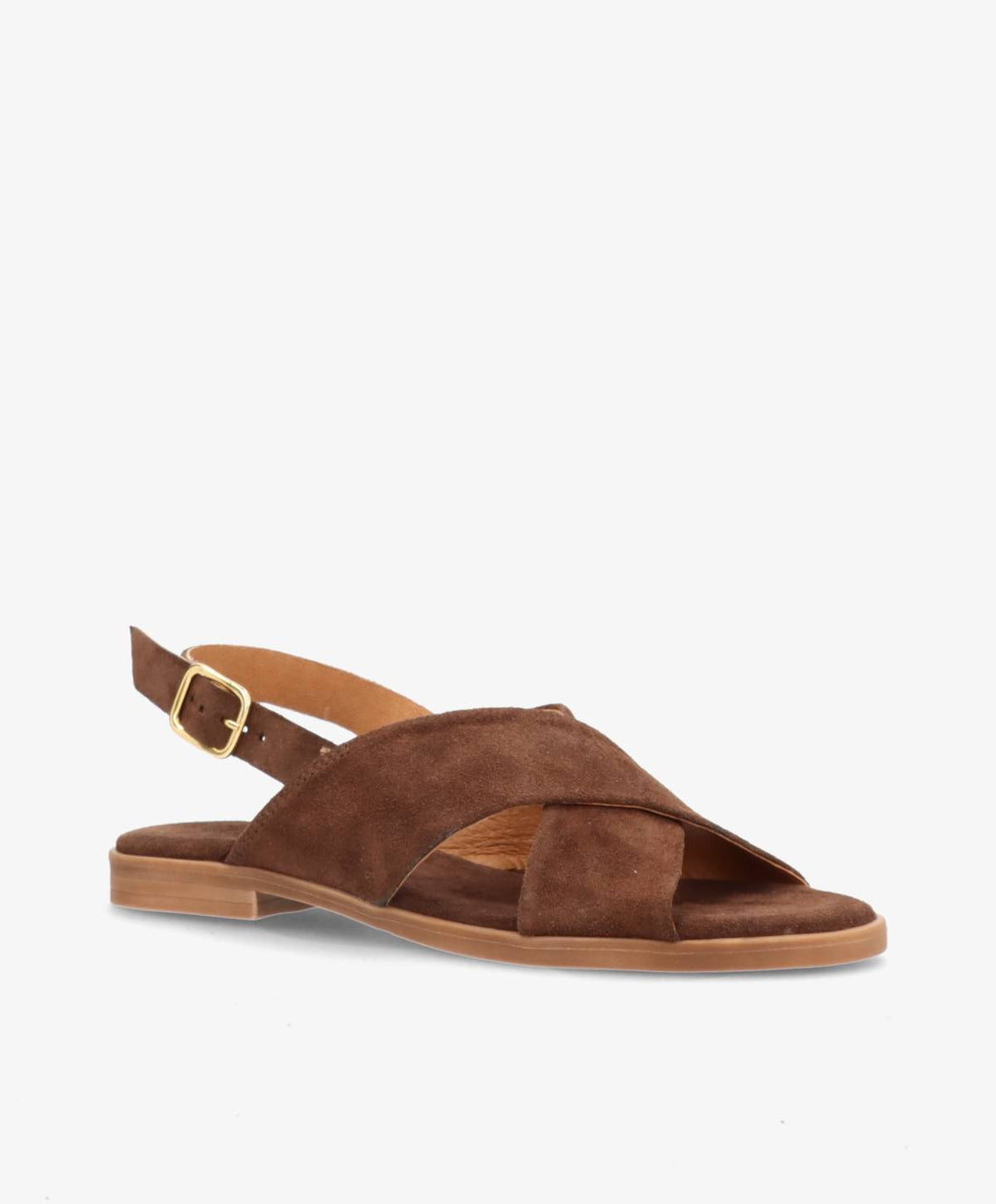 NICOLA S - Mørkebrun ruskind - Flad sandal Dame