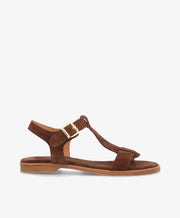 NORA S - Mørkebrun ruskind - Flad sandal Dame