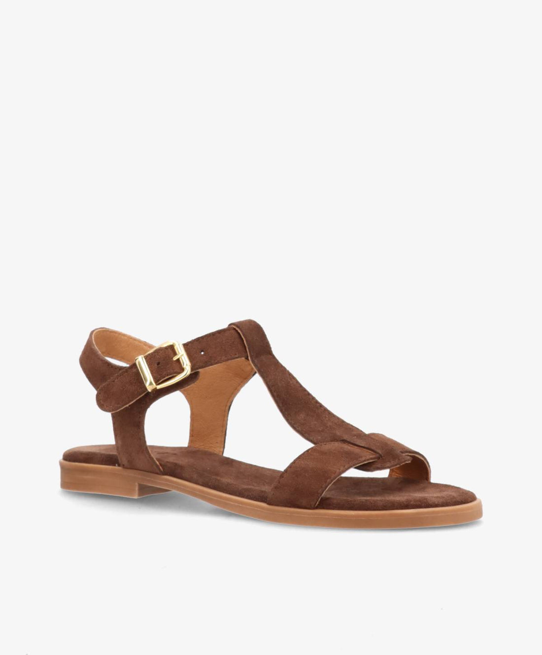 NORA S - Mørkebrun ruskind - Flad sandal Dame