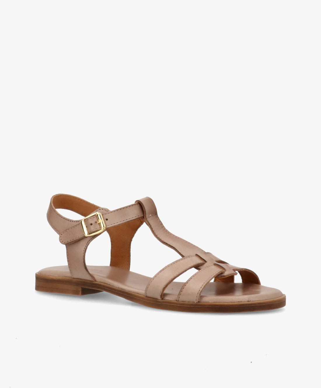 TULLY - Beige læder - Flad sandal Dame