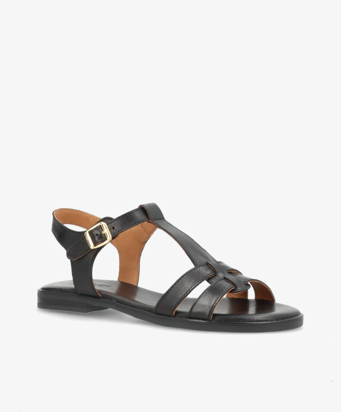 TULLY - Sort læder - Flad sandal Dame